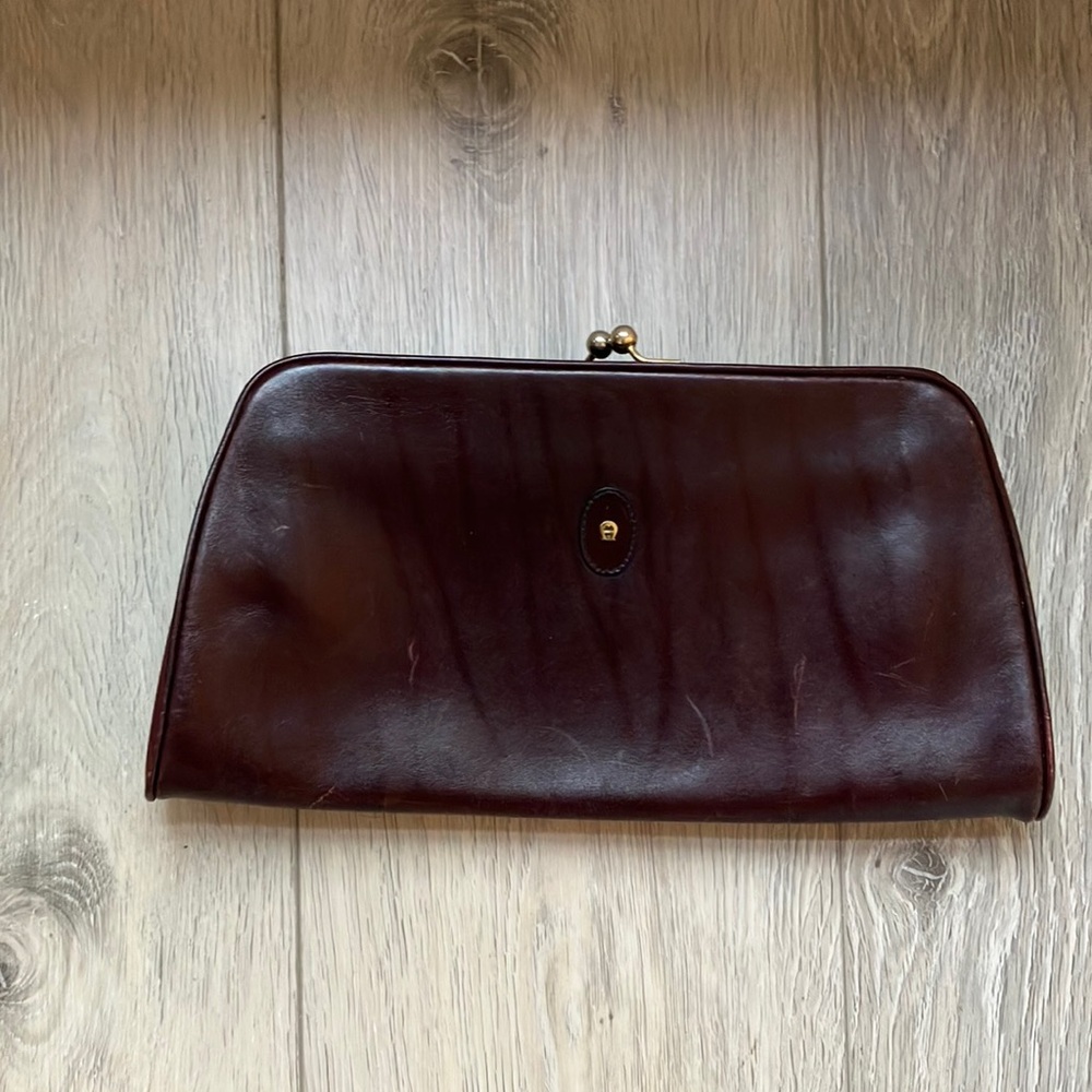 Vintage Red/Brown Etienne Aigner Leather Clutch
